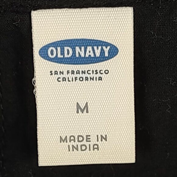 Old Navy Cotton Blend Tunic Dress Black Embroidered V-Neck Lined Size Medium - Picture 12 of 13